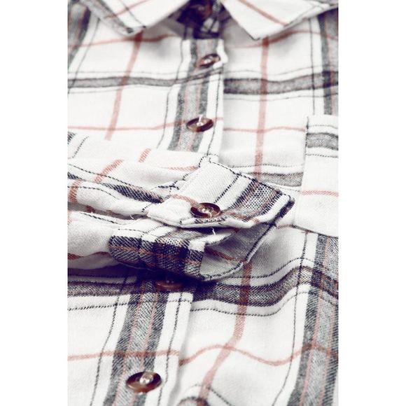 Azura Exchange  White Oversized Plaid Pattern Shacket with Slits - Picture 14 of 15